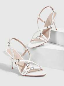 CUCCOO SZL Women's Elegant Commuter Buckle Heeled Sandals - White - View 1