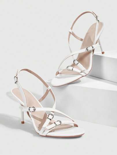 CUCCOO SZL 女士优雅通勤搭扣高跟凉鞋