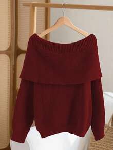 GlowEve CURVE 蓝色蝴蝶结露肩针织衫，超大蝴蝶结设计甜美吸睛，露肩剪裁展现迷人肩颈线条，优雅又不失性感，宽松版型休闲慵懒，秋冬出行回头率爆表。