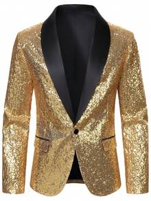 Manfinity AFTRDRK 男士时尚亮片西装外套，适合派对穿着