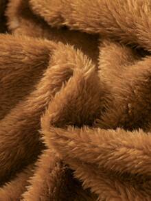 SHEIN Elladie kids 年轻女孩卡其色保暖内衬连帽双排扣冬季外套，时尚温暖，适合日常休闲穿着