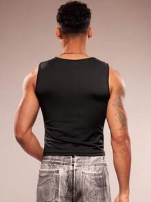 FeverCity Men's Sleeveless Crew Neck Hollow Out Casual Knit Top, Spring/Summer