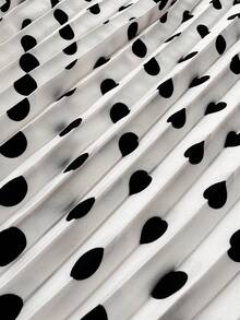 Maweii 大码女士优雅浪漫精致法式波点婚礼宾客V领雪纺荷叶袖收腰褶皱飘逸长裙 - 彩色 - 查看 6