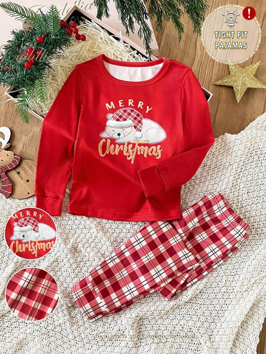 2 件套少女可爱狗狗印花长袖上衣和紧身裤睡衣套装