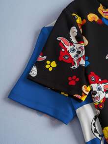SHEIN | PAW Patrol 2pcs/Set Young Boy Casual Cute Cartoon Dog Print Round Neck Short Sleeve Knit T-Shirt, Summer - Multicolor - View 5
