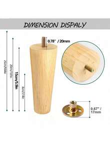 4 件套橡胶木家具腿，直锥形木腿，家具脚替换腿适用于橱柜沙发梳妆台椅子脚凳桌子 - 彩色 - 查看 2