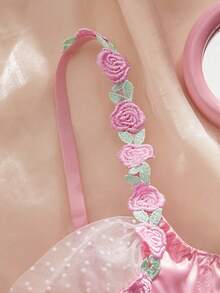 Crystal Vow 2pcs Women's Sexy Underwear Set, Wireless Push-Up Bra And Thong Panty - Pink - View 4