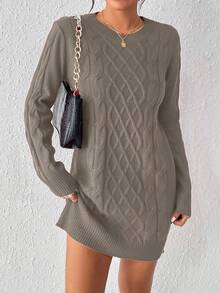 EMERY ROSE Women's Twist Knit Sweater Dress For New Year Clothes - Mocha Brown - View 5