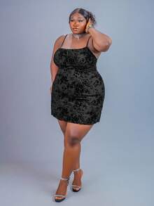 CurvyTilda Vestido plisado con estampado floral retro para mujer de talla grande, adecuado para otoño, vacaciones, graduación, regreso a la escuela, vestido slip plisado vintage Y2K, disfraz de Halloween - Negro - Ver 4