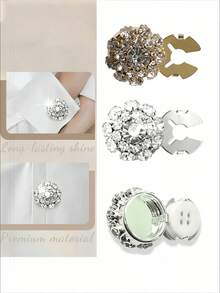 1/2/4pcs 21mm Rhinestone Button Covers For Women, Crystal Button Covers, Detachable Clip On Button Covers, Crystal Fancy Buttons For Clothing, Button Snaps With Pliers Press For Dress Suit Tux Shirt Accessories, Lead Color