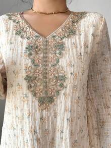 Yasmyna Women's Casual Daily Dress Kaftan Jalabiya Dress - Yellow - View 5