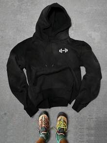 Sport MetroGents 男士骨头与翅膀印花连帽长袖运动衫 - 黑色 - 查看 1