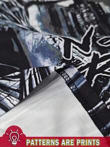 PAVTROS 男士全印花圆领短袖T恤，创意图案休闲上衣 - 彩色 - 查看 3