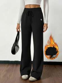 SHEIN Tall 女士刺绣喇叭裤，时尚设计，适合夏季穿着