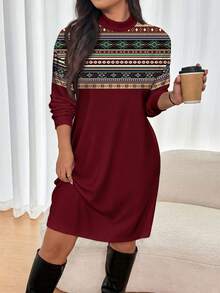 EMERY ROSE Đầm cỡ lớn họa tiết hình học phong cách Bohemian, thích hợp cho tiệc năm mới. - Nhiều màu - Xem 3