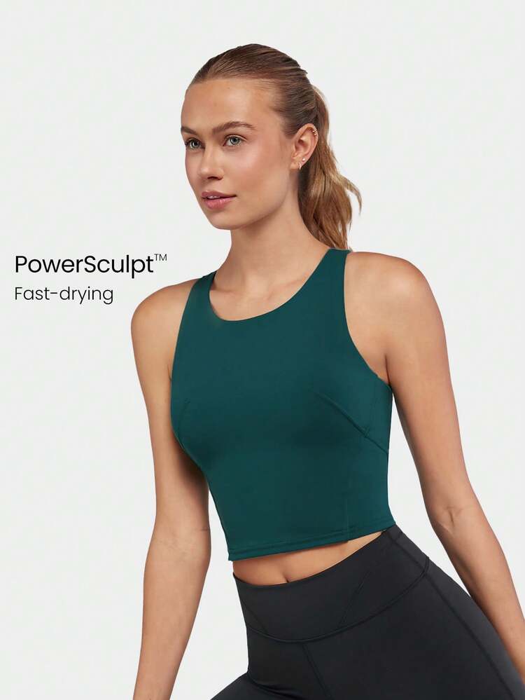 Powersculpt™-Air Racerback Tank Round Neck Waist Length Medium Support Impact Running Training Quick Dry Moisture Wicking Cool Feeling Gym  Spring Summer
