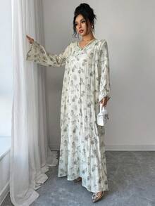 Yasmyna Women's Arabic Style Dress Long Sleeve Summer Dresses - Green - View 6