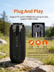 Teckwe 便携式无线音箱，防水，低音炮，FM收音机，AUX和TF音乐输入，迷你柱式音箱 - 彩色 - 查看 5