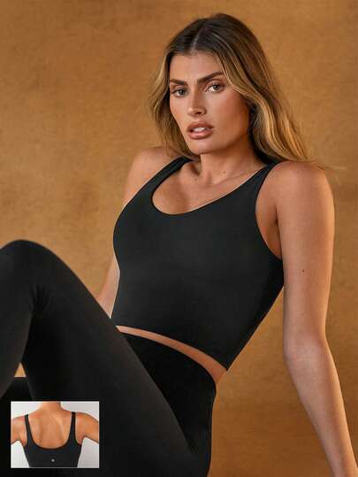 FeatherFit™ Débardeur court à dos en U pour activités Yoga à faible impact, port quotidien automne-hiver