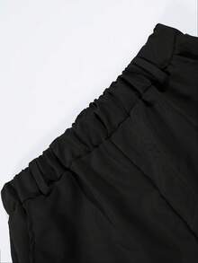 Vacaura 2 件青少年春季休闲绅士单排扣灰色长袖衬衫 + 松紧腰斜口袋休闲裤两件套服装 - 黑色 - 查看 5