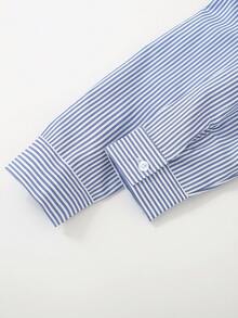 SHEIN 2 件套年轻男孩绅士装 - 条纹长袖衬衫和西装裤配腰带，时尚适合生日派对、婚礼、洗礼