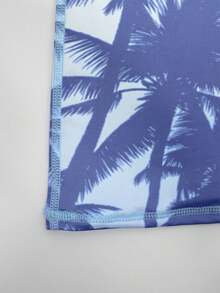 Manfinity Swimmode Men's Tropical Print Rash Guard Swimwear Beach Tshirt For Men Mens Vacation Clothing - Baby Blue - View 7