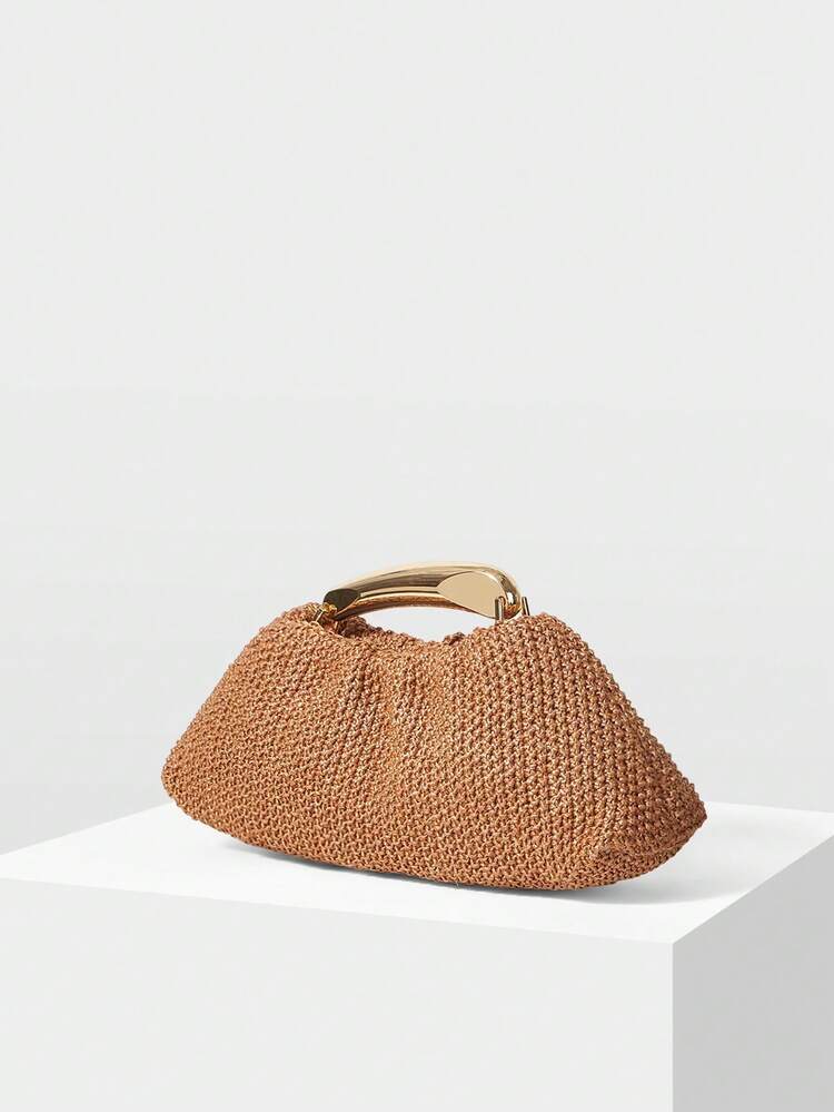 PU LEATHER BEADED TOP HANDLE BAG