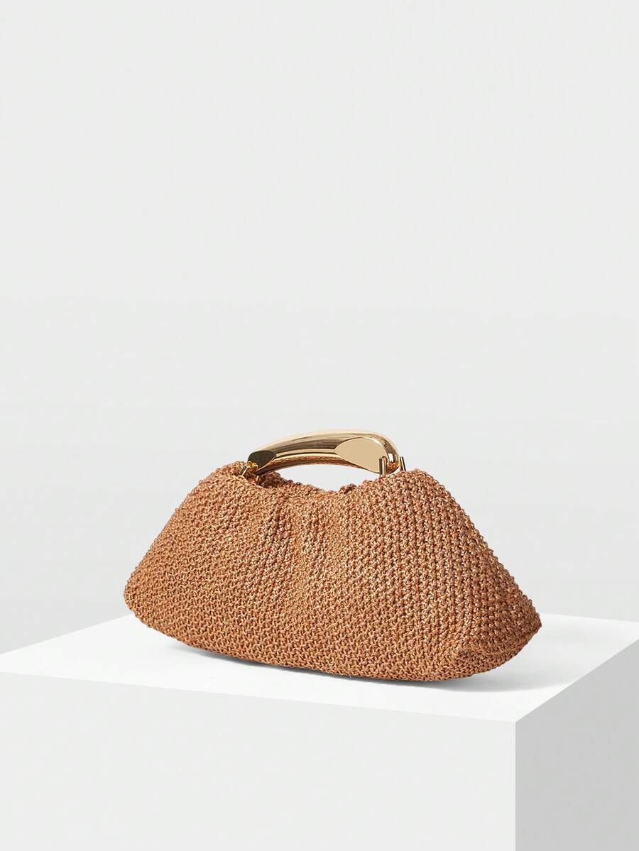 MOTF PREMIUM Túi xách tay bằng da PU đính hạt - Cỏ Kaki - Xem 2