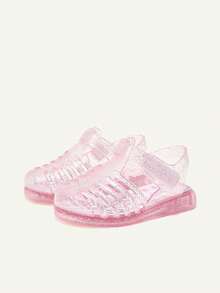 Cozy Pixies 1 Paar modische, vielseitige, süße, verspielt prinzessinrosa transparente, weiche und bequeme Strandkristall-Gitter-Sandalen im Landhaus-Stil - Babypink - Übersicht 6