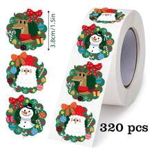 1PC = 320pcs Large Asymmetric Cartoon Christmas Graffiti Stickers 3.8cm PVC Self-Adhesive Sealing Stickers For Festive Parties - Multicolor - View 2