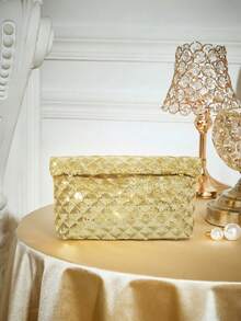 SHECARRY 女士软亮片信封包手拿包，适合派对、约会和节日场合 - 金色 - 查看 2