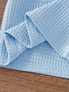 Souflis Souflis 2件套婴儿/男童杏色宽松纽扣撞色罗纹袖口领短袖polo衫配松紧腰短裤套装，夏季，童装，幼儿服装，婴儿套装，男婴套装，婴儿衬衫，幼儿短裤，3个月-3岁 - 淺藍色 - 查看 5