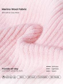 GLOWMODE Keep It Cozy 30% Wool Soft Warm Chill Ribbed Drawstrings Woven Balaclava Autumn Winter Daily Casual Wear - Pink - View 6