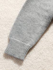 SHEIN Cute Unisex Baby Cartoon Bear Pattern Long Sleeve Navy Blue Sweater, Casual & Versatile For Autumn/Winter - Light Grey - View 5