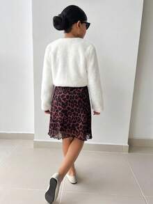 Firerie Kids Firerie Kids Áo khoác lông giả tối giản dành cho bé gái tuổi teen, thích hợp cho các bữa tiệc và hoạt động ngoài trời, mùa thu/đông. - trắng - Xem 2