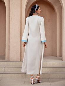 Al Najma 女士阿拉伯风格连衣裙 - 白色 - 查看 2