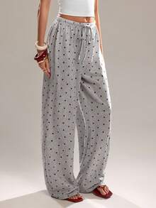 Avantive 条纹灰色休闲居家舒适裤 夏季春假情人节狂欢女士服装沙滩休闲裤 - 灰色 - 查看 3