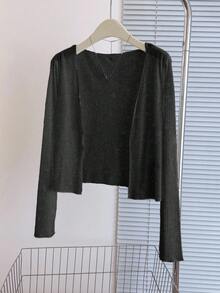 Franclia 女士休闲通勤简约风格轻便夹克，春夏 - 黑色 - 查看 3