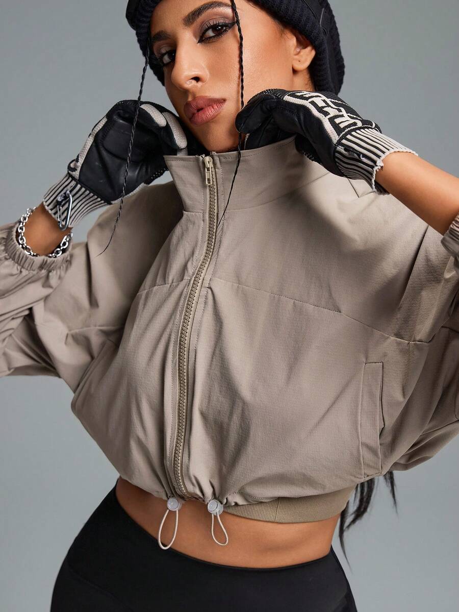 Innovista 女士宽松运动夹克健身短款拉链健身服跑步日常运动休闲办公室到法院早午餐到健身房超大运动服骑行轻量 HIIT 训练舒适运动骑行户外运动休闲