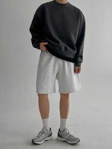 DAZY 男士纯灰色弹力腰带短裤，夏季 - 灰色 - 查看 6