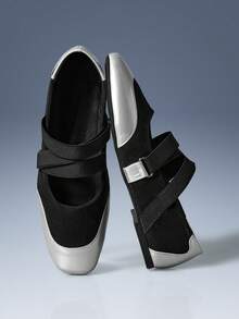 CUCCOO GRLICON Women's Color Block Square Toe Casual Everyday Versatile Flat Shoes - Multicolor - View 3