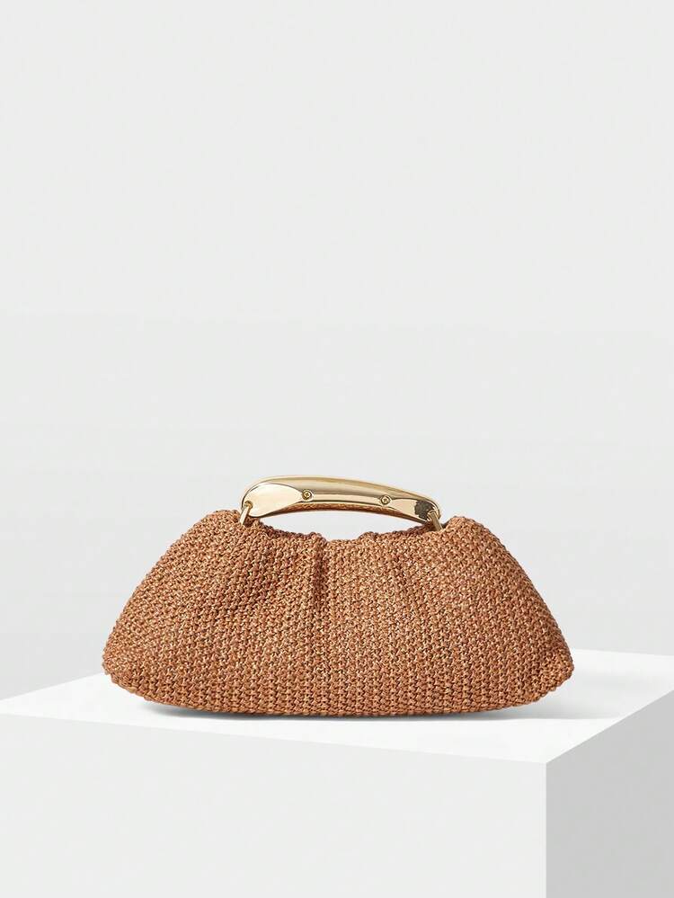 PU LEATHER BEADED TOP HANDLE BAG