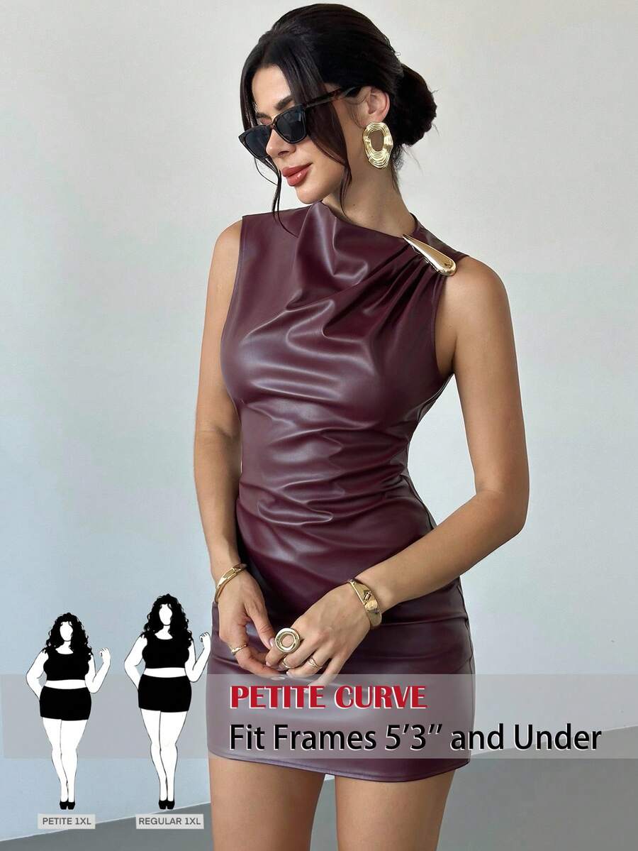 SHEIN PETITE CURVE Plus Size Classy Rose Gold Autumn Night Out Club ...