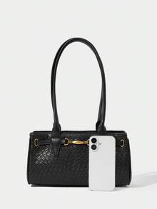 SHECARRY Túi đeo vai nữ bằng da PU, thích hợp cho mùa thu đông, đi học, du lịch, công sở, thanh lịch, tinh tế, có dây đeo. - Súng kim loại - Xem 4