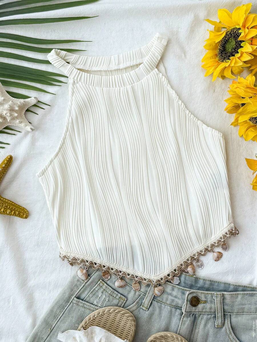 Travachic 女士休闲吊坠装饰露背上衣，度假休闲套装，适合夏季假期、春假、派对、海滩、春季、情人节、女士情人节、狂欢节服装、优雅、花卉、狂欢节、春夏交替、派对、夏季上衣、情人节上衣、婚礼宾客上衣、生日上衣、派对上衣、优雅女士上衣、花卉上衣、夏季上衣、狂欢节服装、墨西哥风情波西米亚风女士上衣 - 彩色 - 查看 1