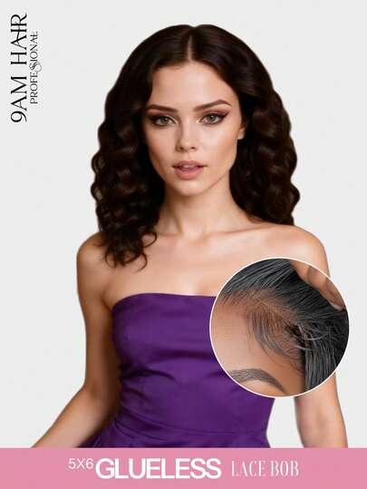 Peluca BOB de onda profunda de color marrón chocolate para , cabello humano 6x5, peluca BOB rizada corta de color marrón oscuro con encaje frontal, cabello humano previamente decolorado, lista para usar sin pegamento, color #4, 14 pulgadas