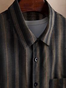 Core Aspect Casual Modern Men's Multicolor Striped Long Sleeve Regular Length Co-Ord Set With Collared Shirt And Pants - Multicolor - View 4
