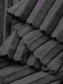 FRIFUL Women's A-Line Waist Bow Tie Knitted Patchwork Skirt - Grey - View 8