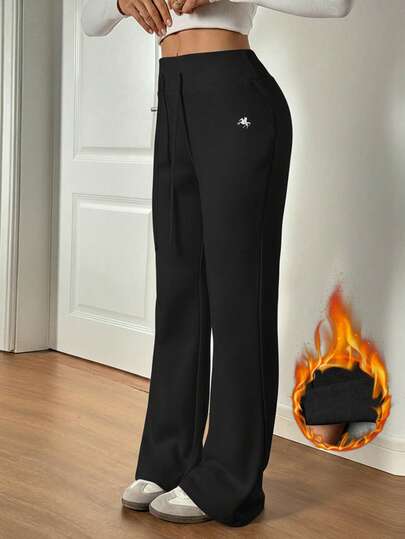 SHEIN Tall 女士刺绣喇叭裤，时尚设计，适合夏季穿着