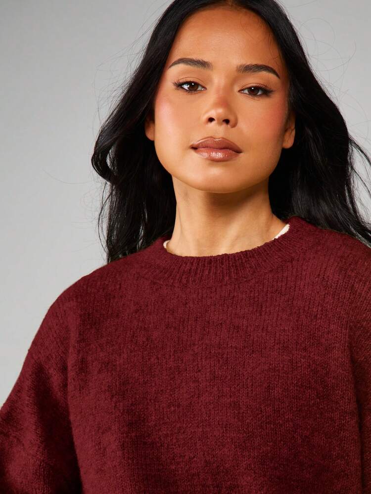 MISSGUIDED Oversized Chunky Knit Jumper With Dropped Shoulders And Textured Hairy Yarn For Cozy Winter Layering